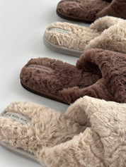 Women's HS fur slippers chocolate