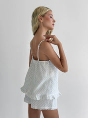 Muslin Tank Top & Shorts Set – Plus Print on Milk