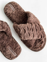 Women's HS fur slippers chocolate
