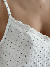 Muslin Tank Top & Shorts Set – Plus Print on Milk