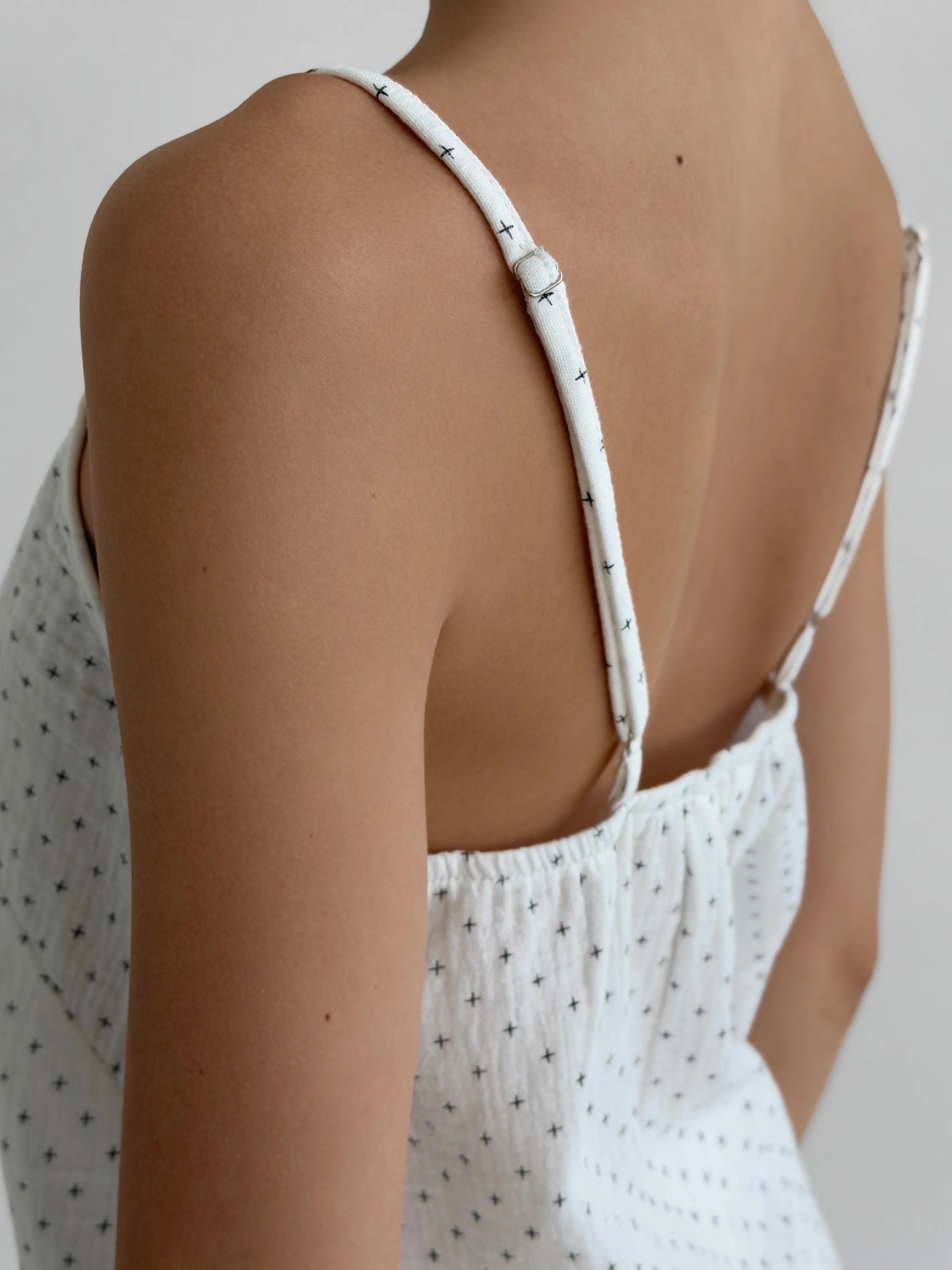 Muslin Tank Top & Shorts Set – Plus Print on Milk