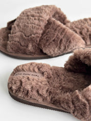 Women's HS fur slippers chocolate