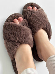 Women's HS fur slippers chocolate