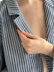 Striped cotton suit Shirt and shorts blue/milk
