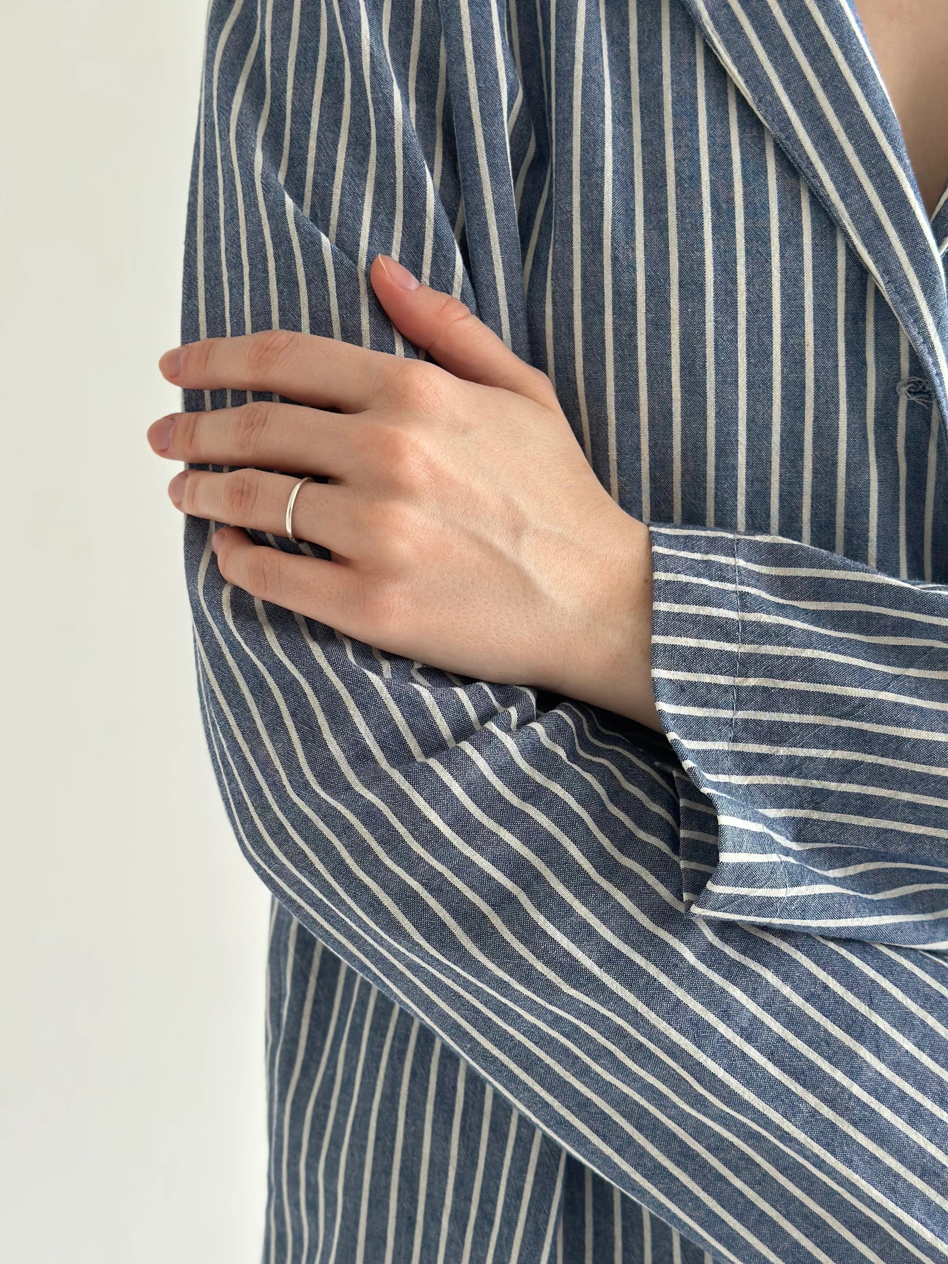 Striped cotton suit Shirt and shorts blue/milk