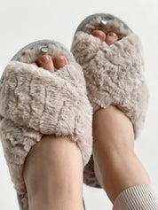 Women's fur slippers HS beige