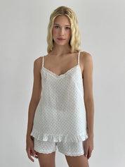 Muslin Tank Top & Shorts Set – Plus Print on Milk