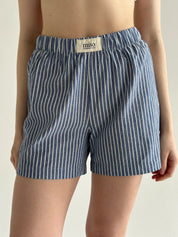 Striped cotton suit Shirt and shorts blue/milk