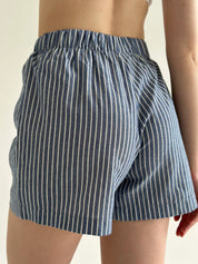 Striped cotton suit Shirt and shorts blue/milk