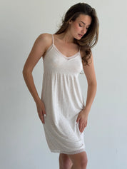 Viscose sleep dress with lace beige-pink