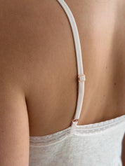 Set of viscose tank top and shorts with lace beige-pink