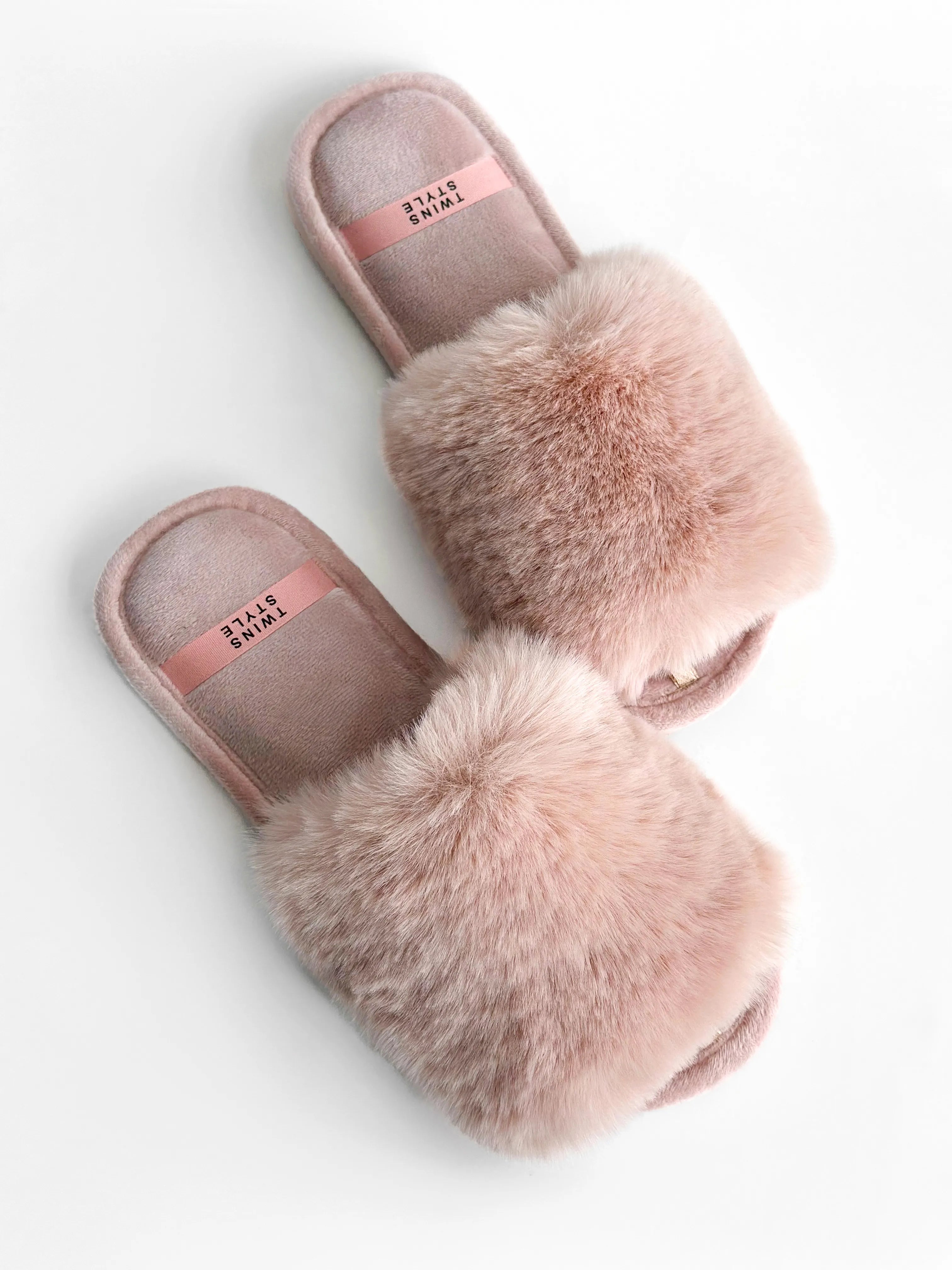 Women's slippers HS-LUX fur open pudra