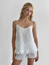 Muslin T-shirt and Shorts Suit, brown heart on milky