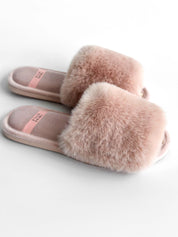 Women's slippers HS-LUX fur open pudra