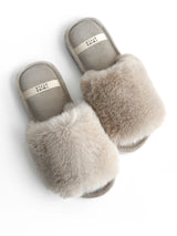 Women's slippers HS-LUX fur open gray