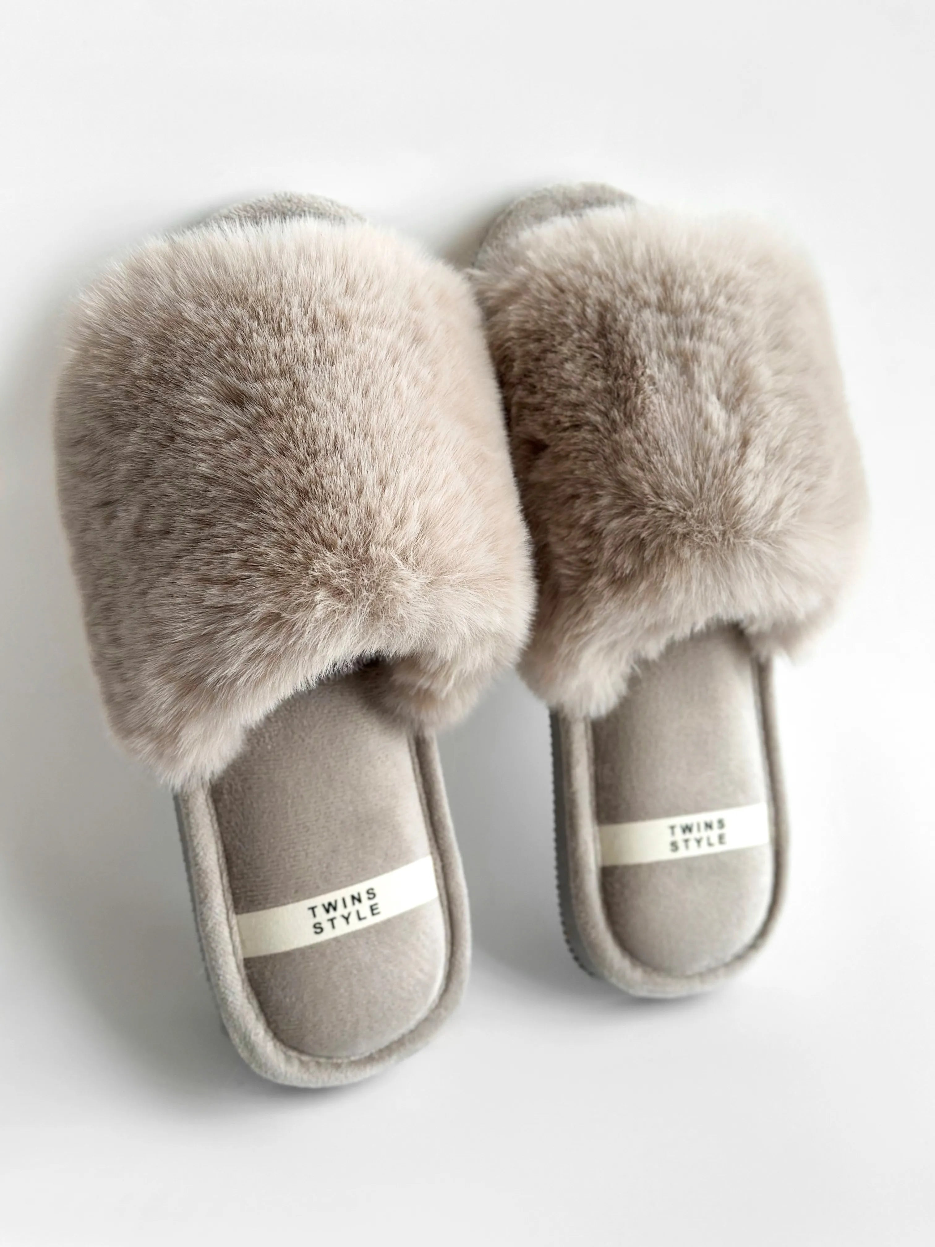 Women's slippers HS-LUX fur open gray