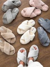 Women's slippers HS-LUX fur latte