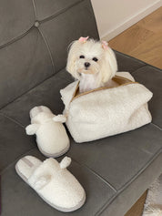 Gift set TEDDY white (cosmetic bag, slippers)