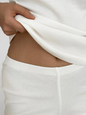 Ribbed knit mini shorts milky