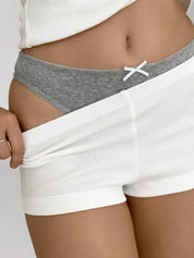 Ribbed knit mini shorts milky