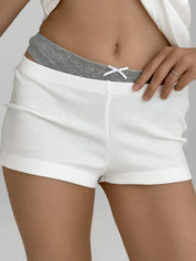 Ribbed knit mini shorts milky