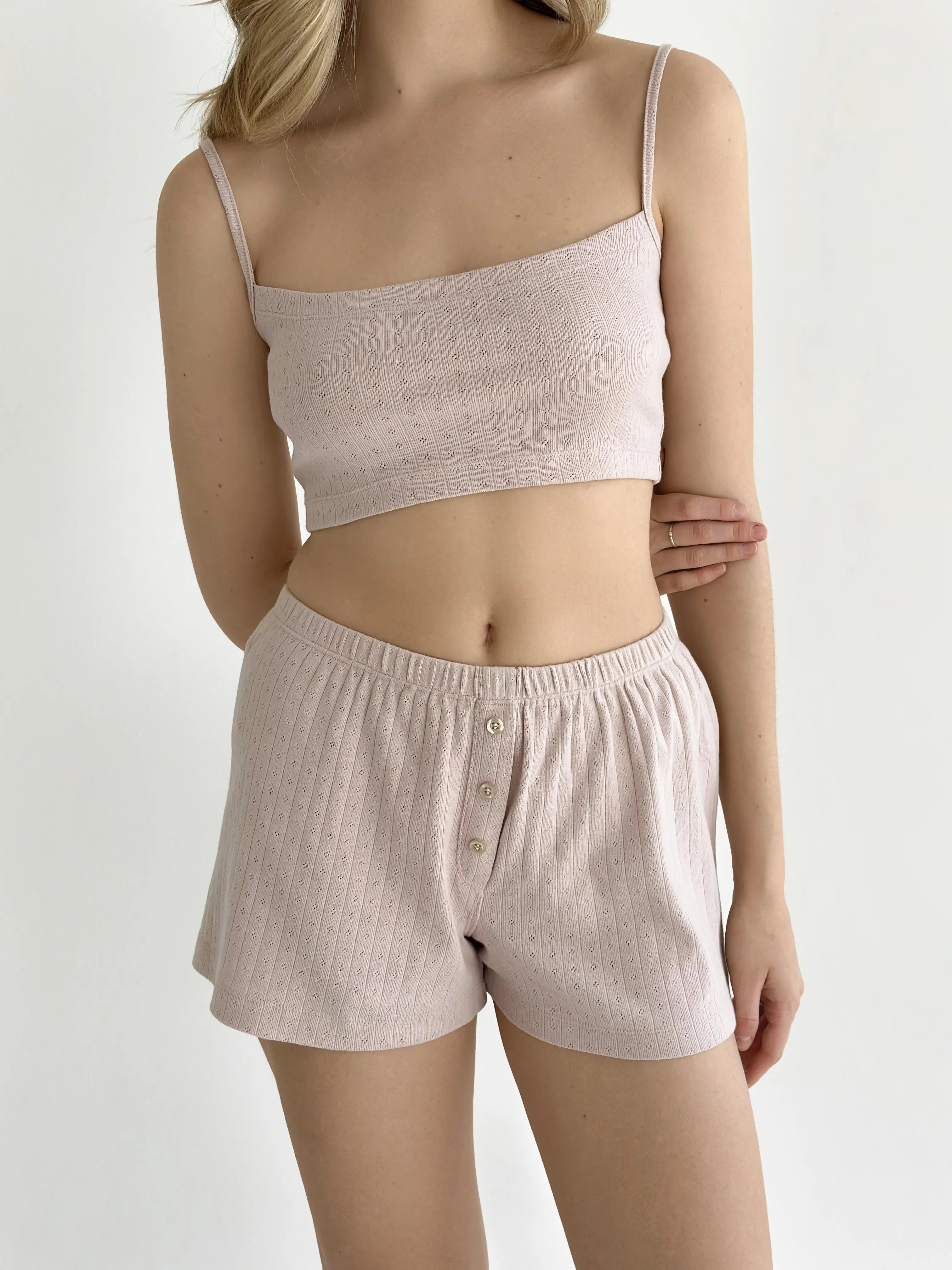 Ribbed strappy top, powder
