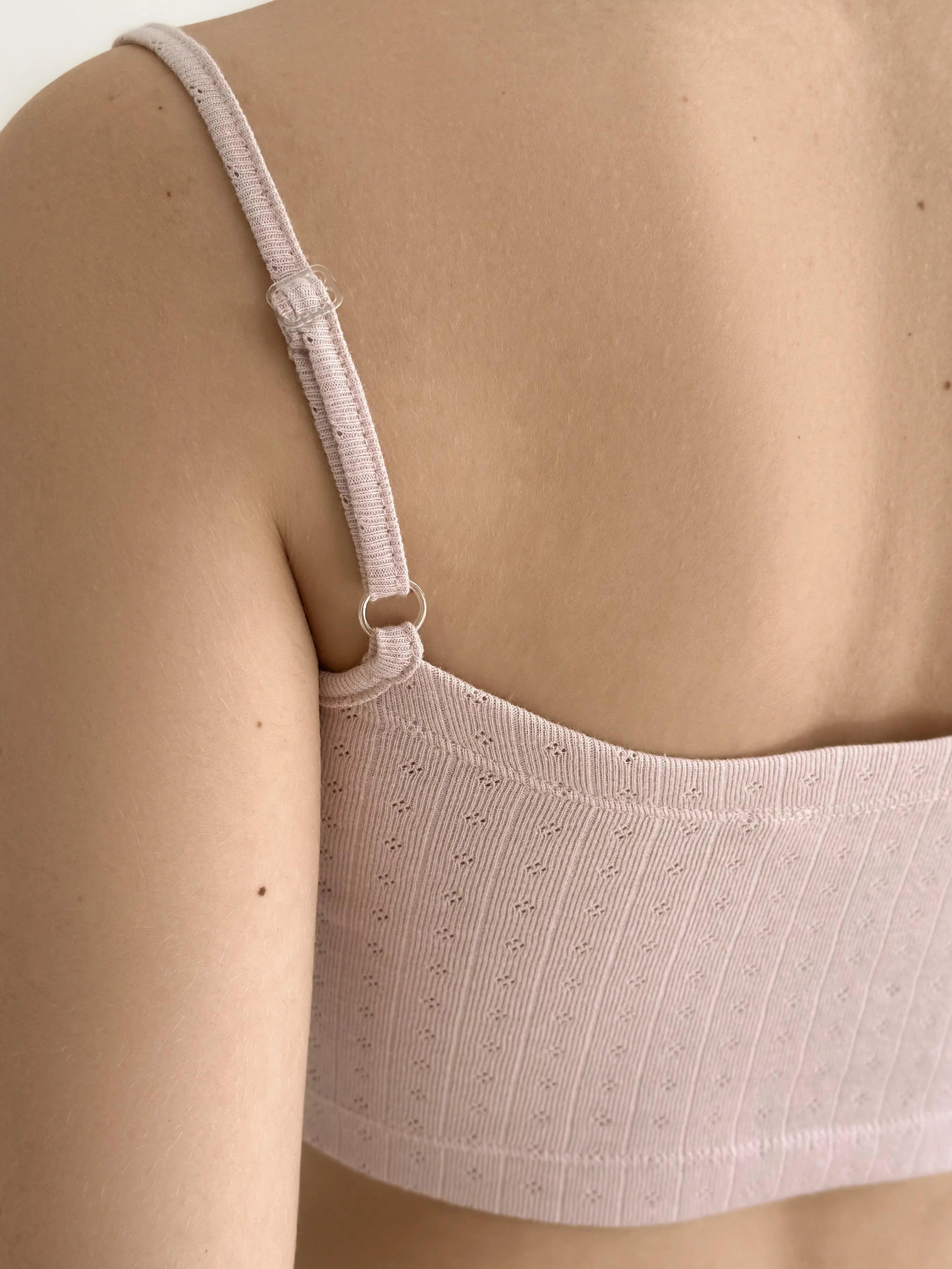 Ribbed strappy top, powder