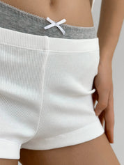 Ribbed knit mini shorts milky