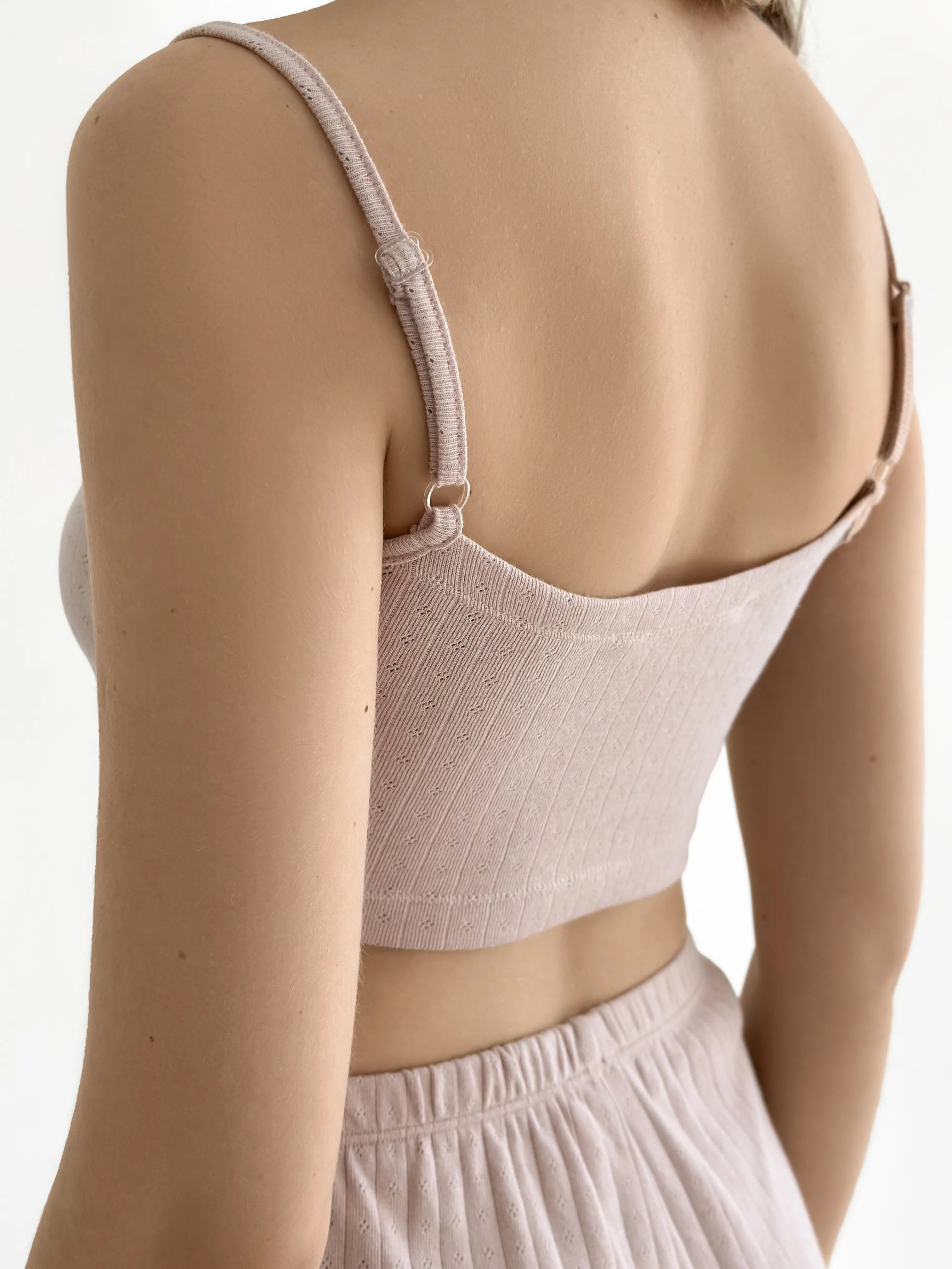 Ribbed strappy top, powder