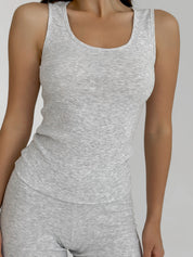 T-shirt ribbed knit grey