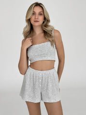 Grey ribbed knit shorts