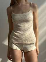Ribbed T-shirt with straps milky rose