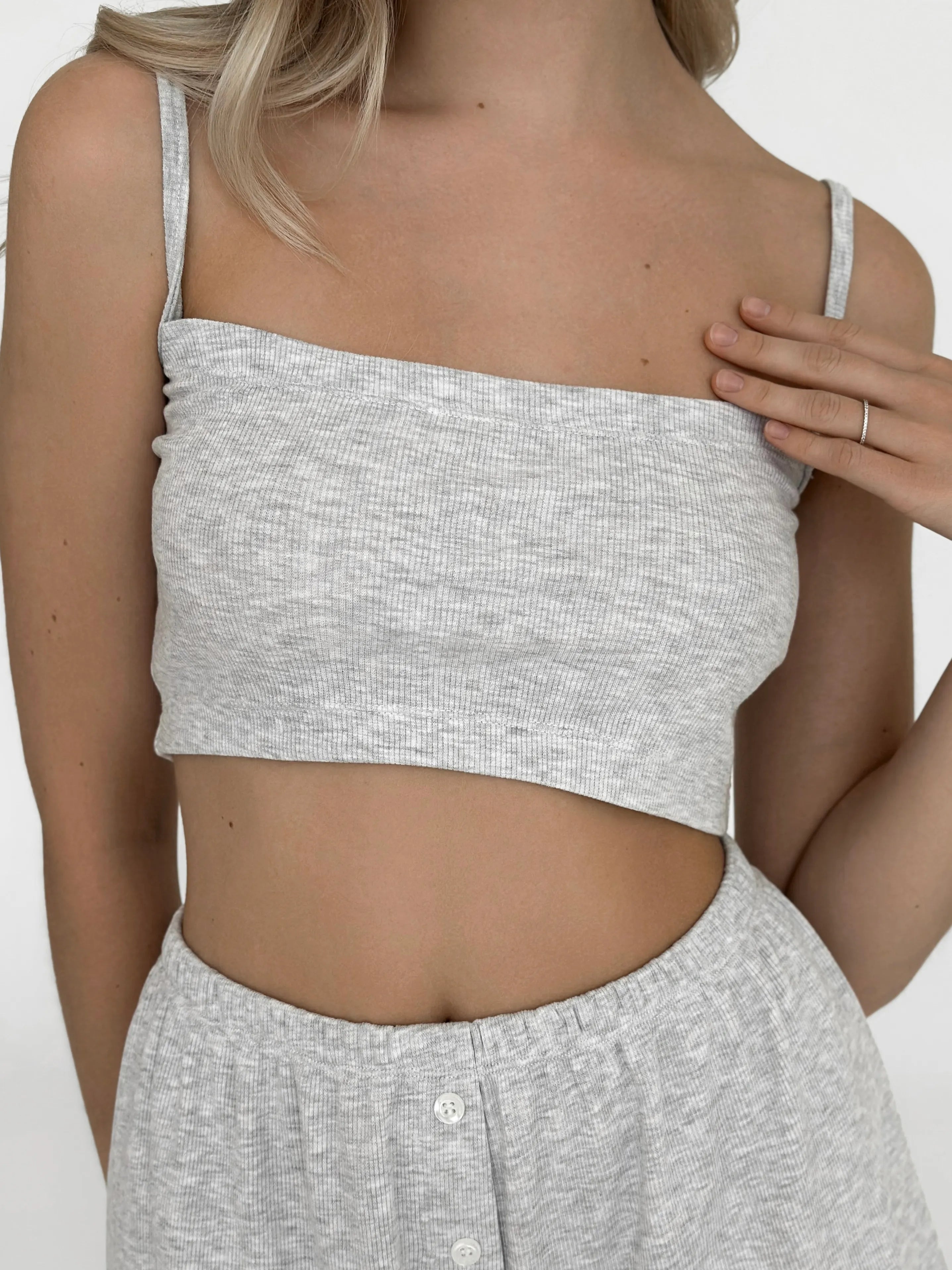 Ribbed knit top, gray