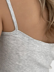 Ribbed knit top, gray