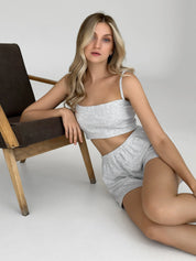 Grey ribbed knit shorts