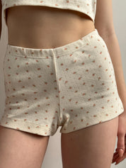 Ribbed mini shorts in milky rose