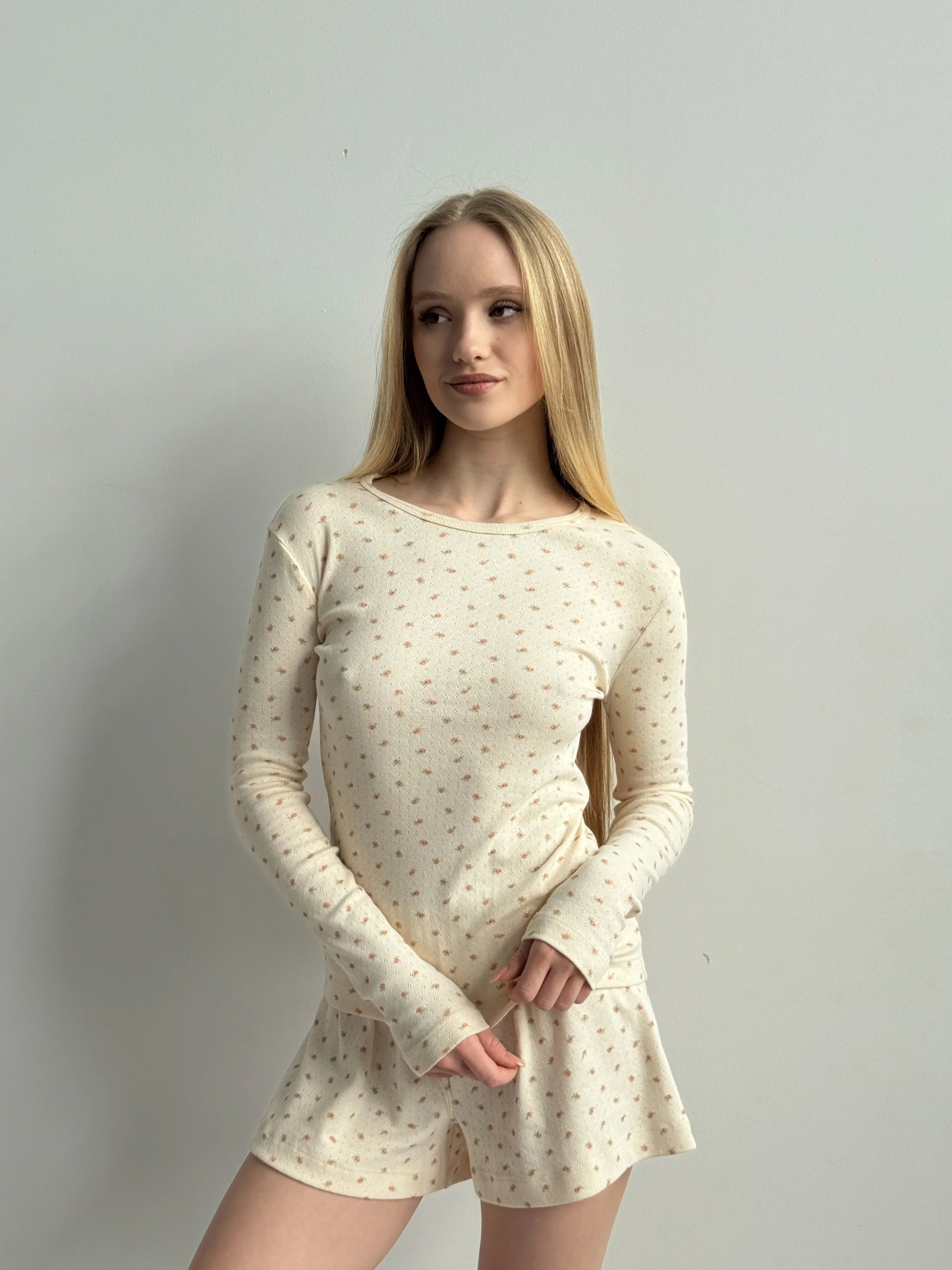 Ribbed longsleeve milky rose (without button)