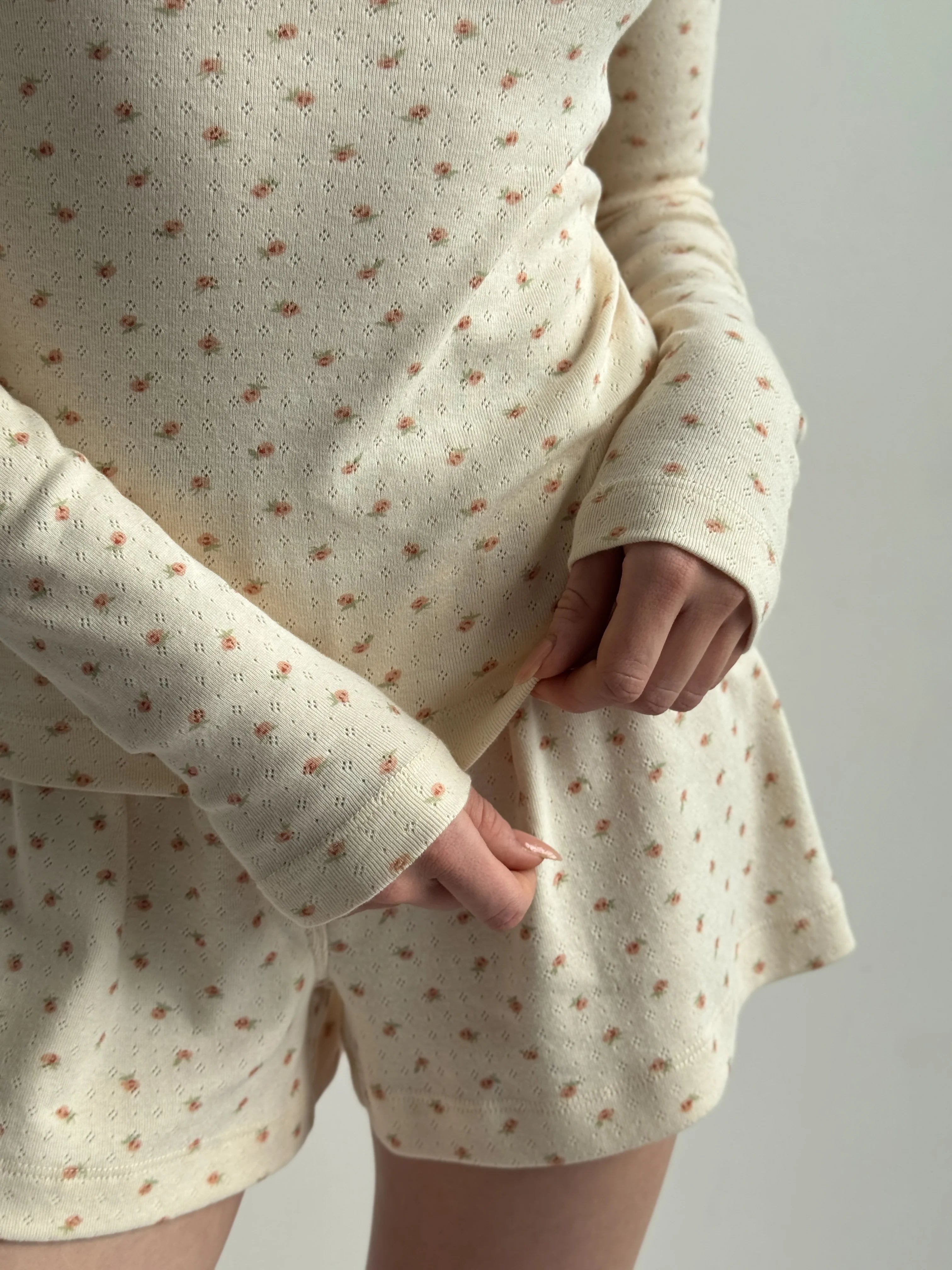 Ribbed longsleeve milky rose (without button)