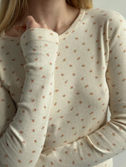 Ribbed longsleeve milky rose (without button)
