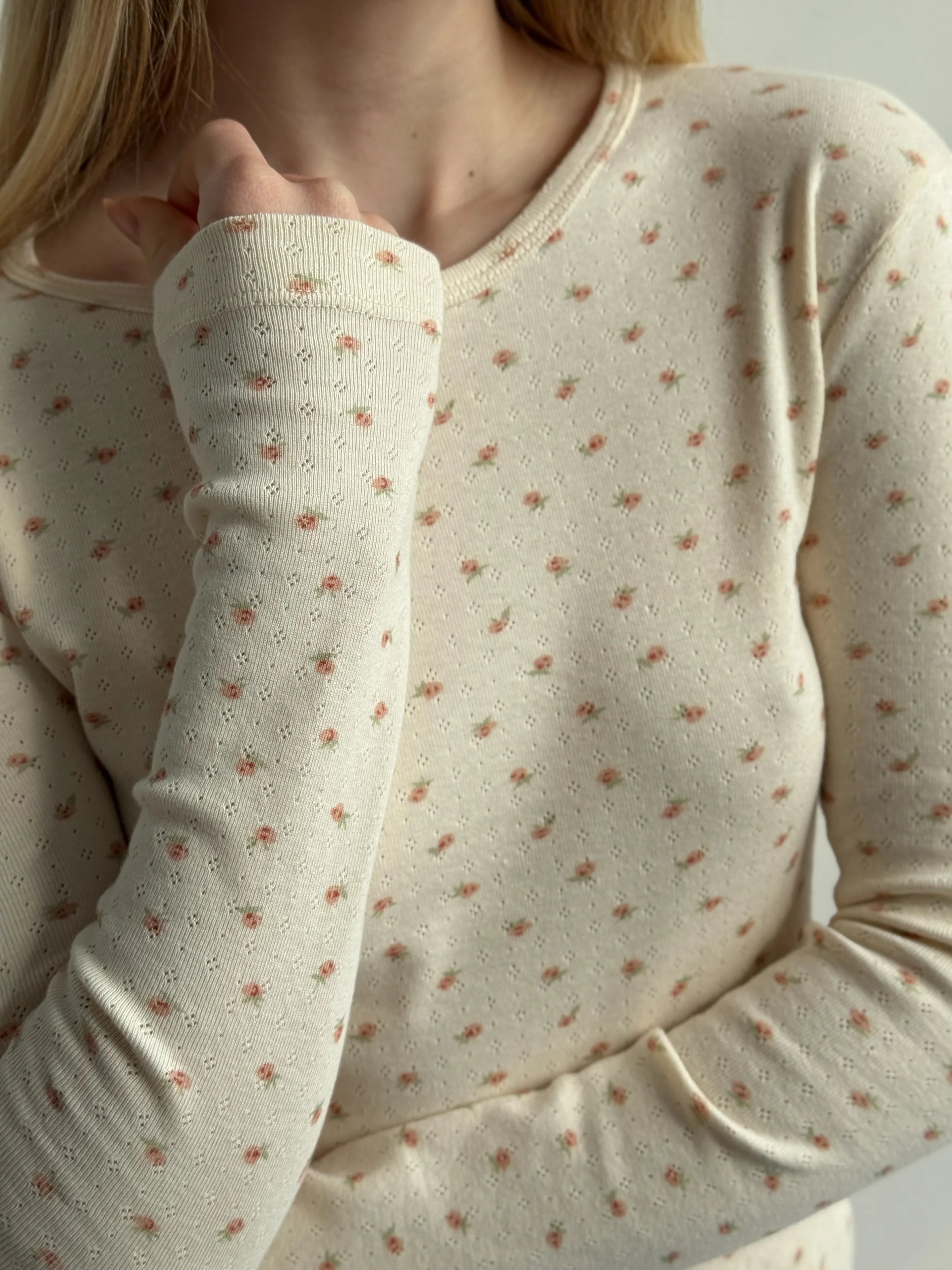 Ribbed longsleeve milky rose (without button)