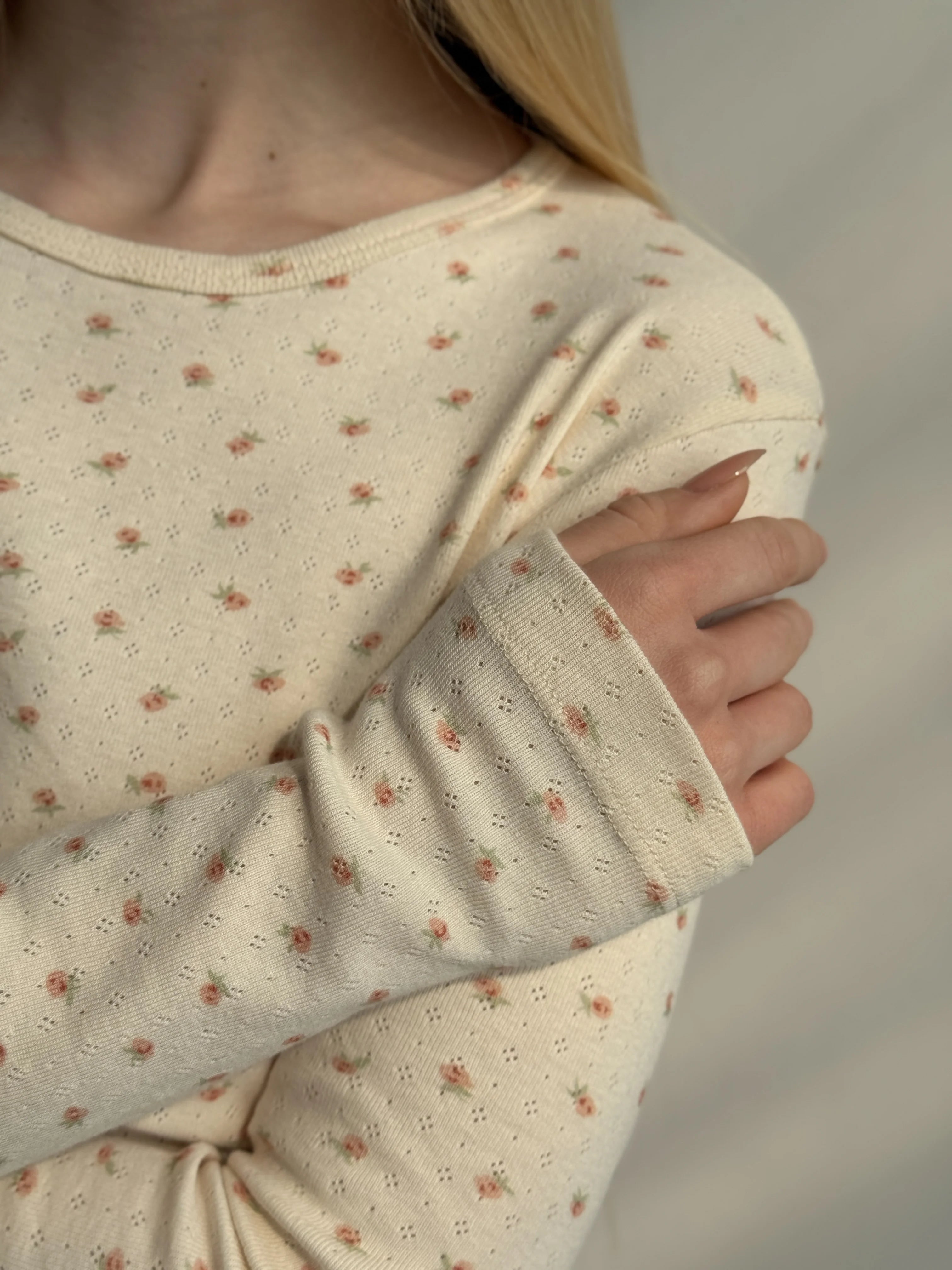 Ribbed longsleeve milky rose (without button)