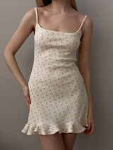 Ribbed sleep dress with milky rose trim