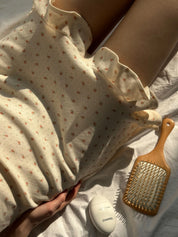 Ribbed sleep dress with milky rose trim