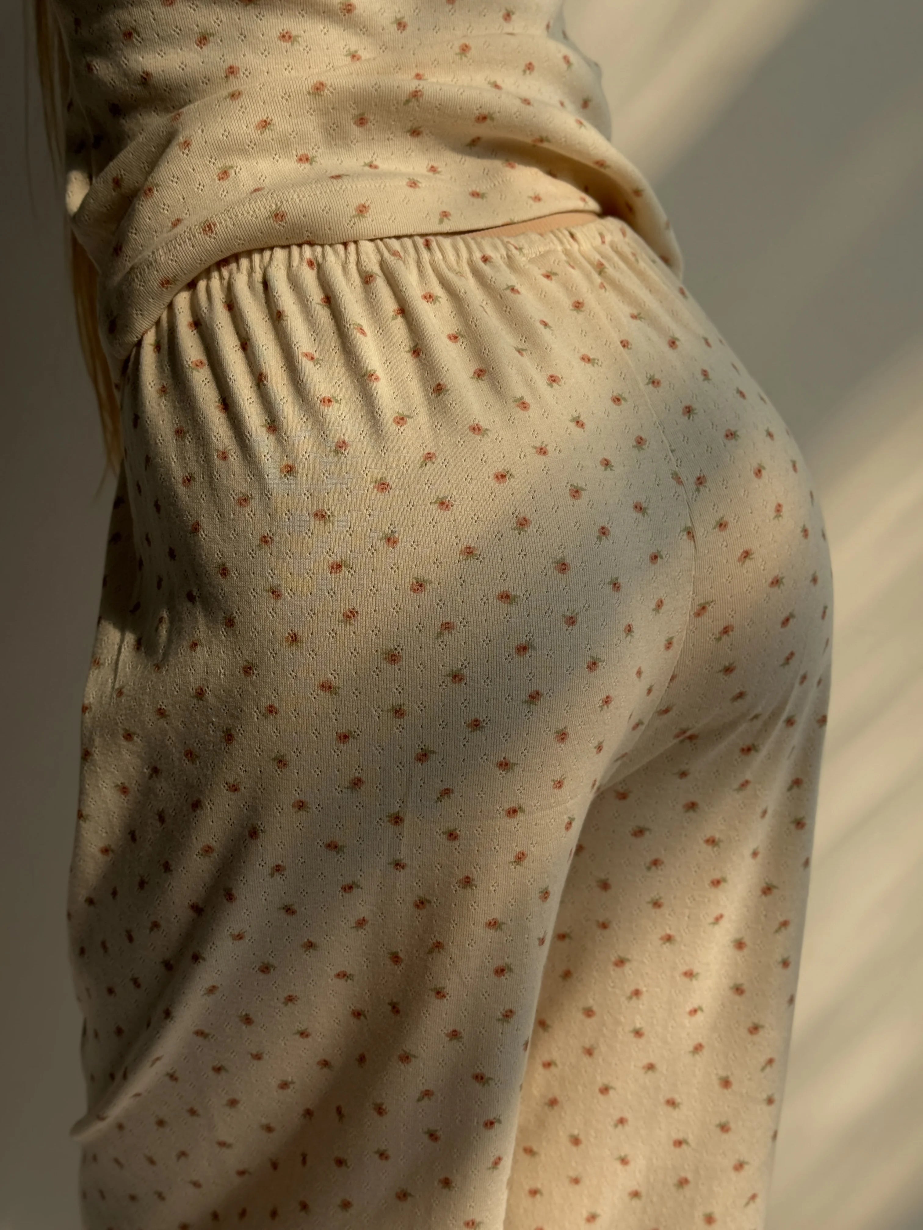 Ribbed wide pants milky rose