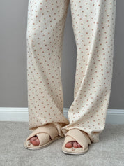 Ribbed wide pants milky rose