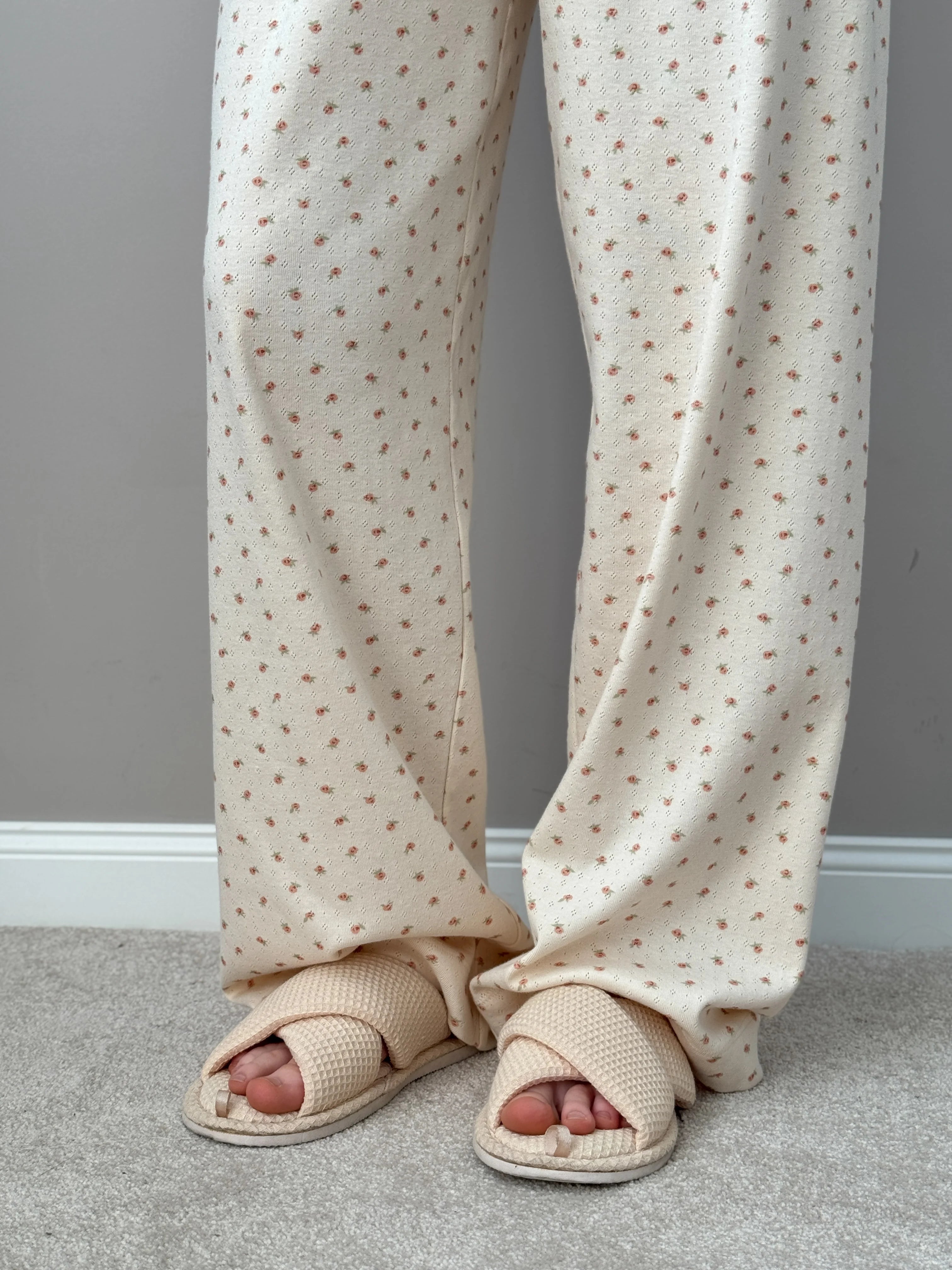 Ribbed wide pants milky rose