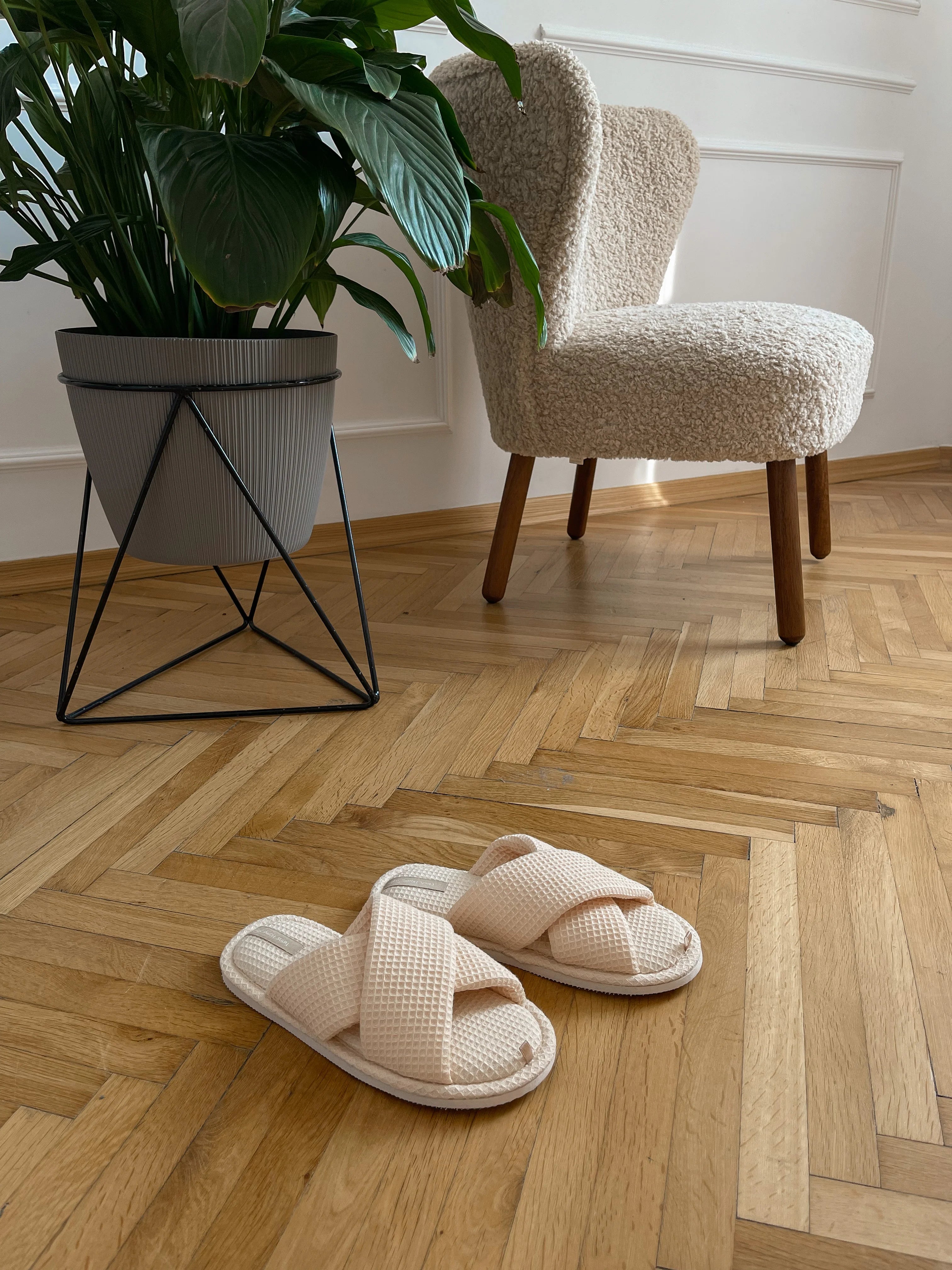 Women's slippers HS-VL waffle milk