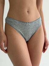 Basic thong underwear with lace, gray