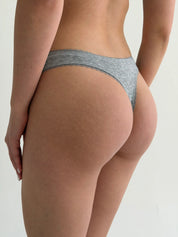 Basic thong underwear with lace, gray