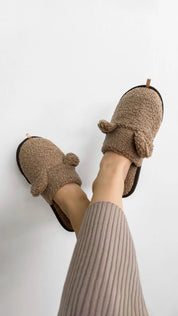 Women's HS fur slippers TEDDI brown